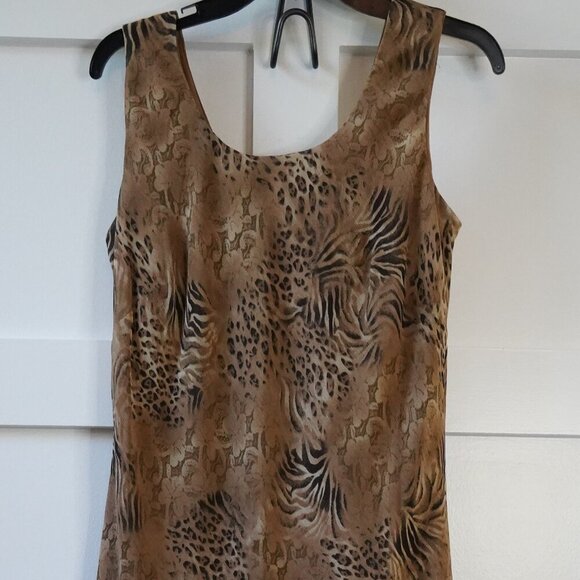 Zebra and Leopard Sleeveless Dress Maxi Dress, Brown, Black - Picture 3 of 6